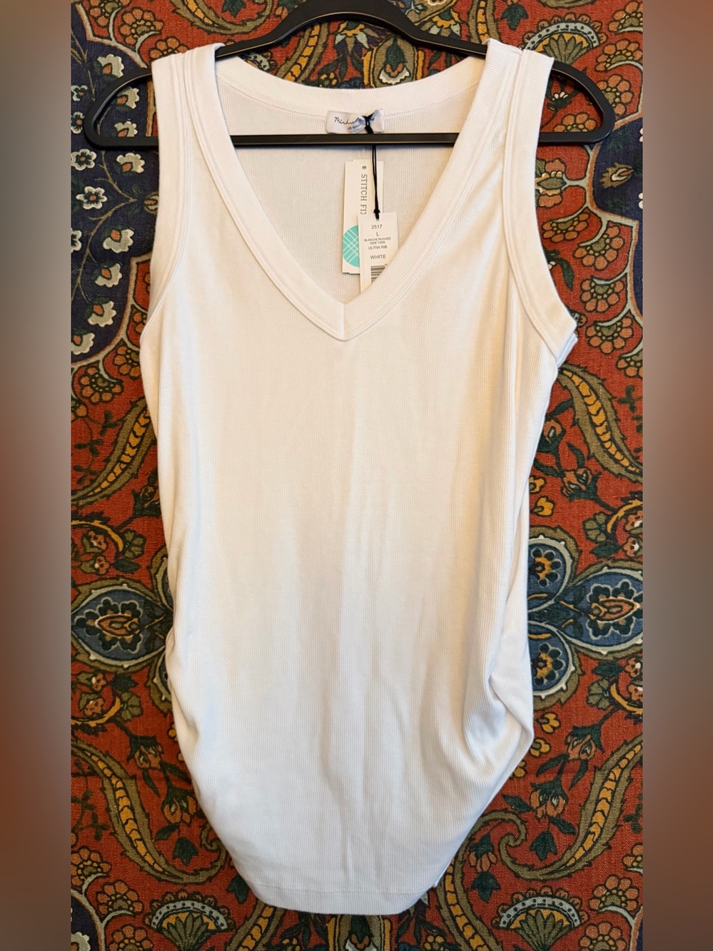 Michael Stars White V-Neck Ribbed Tank